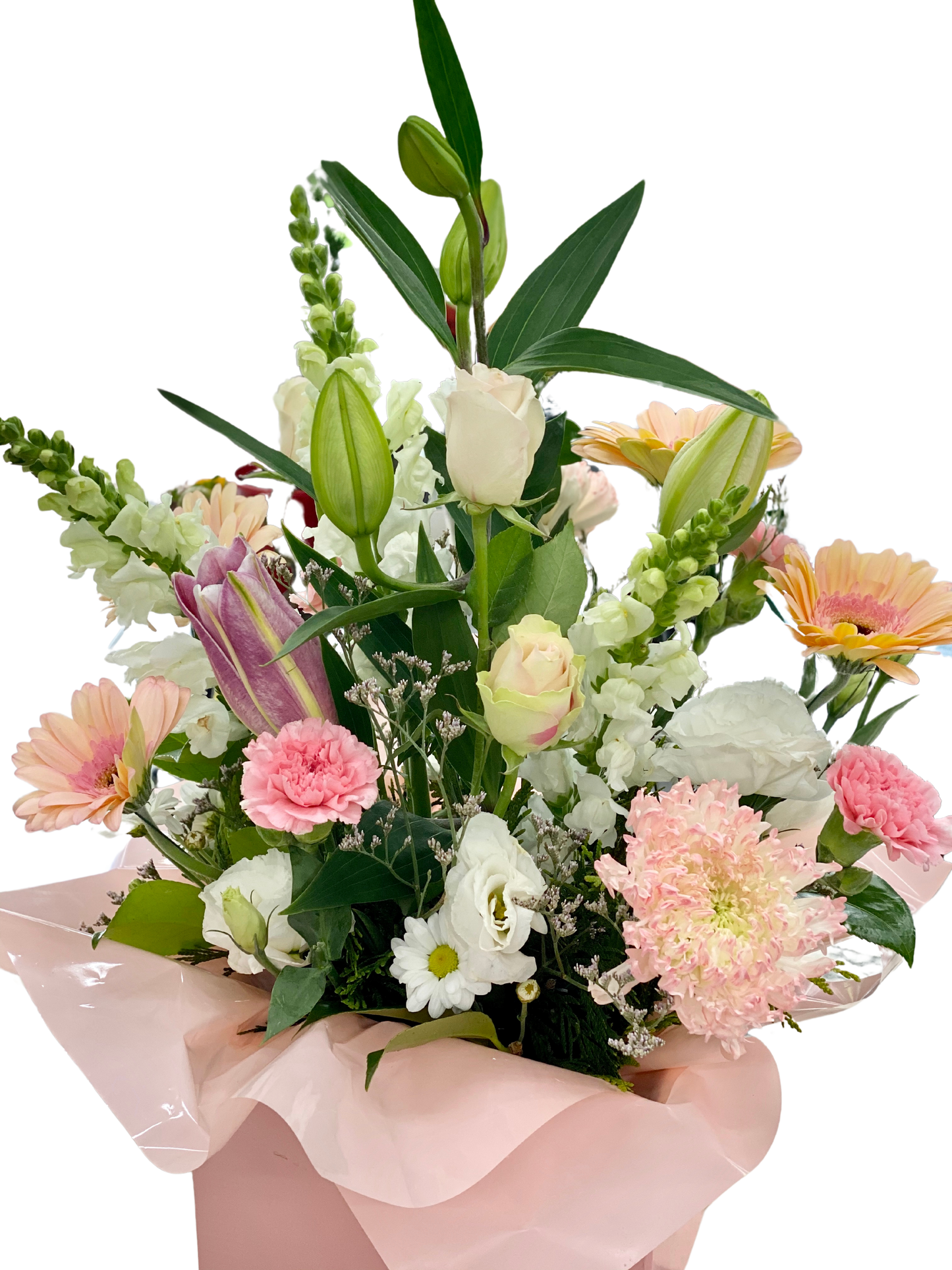 Pretty and Pink floral box arrangement with Lillies