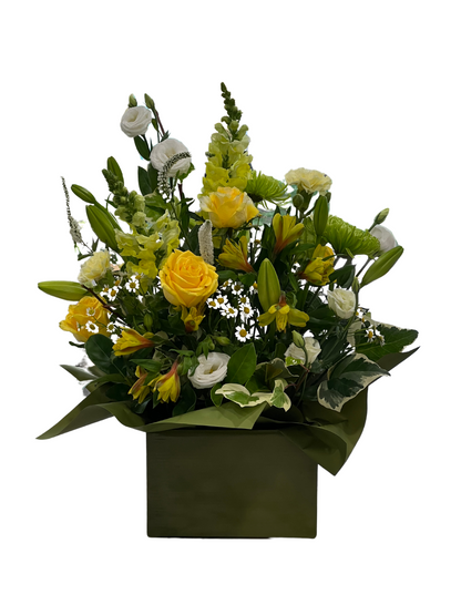 Bright and Colourful florist choice box arrangement