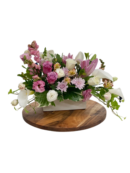 Seasonal Floral Arrangement in Ceramic Vase