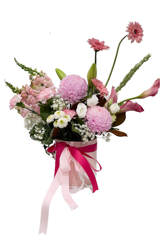 Blush Bloom Pot: Pink and White Mother's Day Ceramic Arrangement